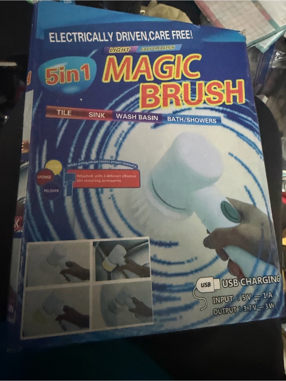5-in-1 Magic Brush Electric Scrubber - White/Blue